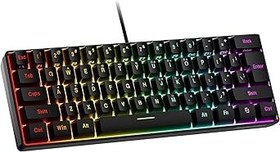 Resim Snpurdiri %60 Kablolu Oyun Klavyesi, RGB Arkadan Aydınlatmalı Ultra Kompakt Mini Klavye, PC/Mac Oyuncuları için Su Geçirmez Küçük Kompakt 61 Tuş, Daktilo, Seyahat, İş Gezisinde Taşıması Kolay (Siyah) 