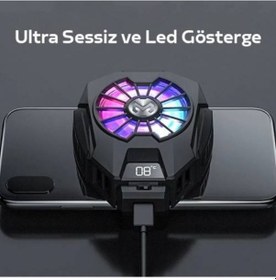 Resim Polham Rgb Led Işıklı Telefon Isı Göstergeli Telefon Soğutucu Fanı, Ultra Sessiz Soğutucu 