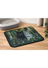 Resim Petesia Kedi Tuvalet Önü Elekli Paspas 60x45 Cm Siyah-beyaz Kediler 