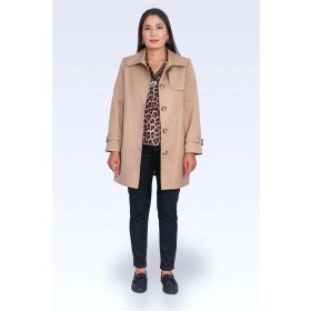 Resim Tolga Saraçoğlu Kadın Midi Boy Trençkot 60076 Camel CAMEL 