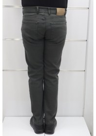 Resim Dmctekstil Hacker Denim Erkek Haki Yeşil Normal Bel Rahat Kesim Dar Paça Jean Pantolon 