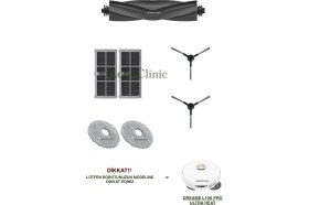 Resim Roboclinic Dreame L10s Pro Ultra Heat Robot Süpürge Uyumlu Yedek Fırça, Hepa Filtre, Mop - 7 Parça 