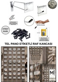 Resim 40 Adet 10 Cm Etiketli Tel Pano Kancası - Koruma Kauçuklu - Ekstra Güçlü - Raf Askısı - Raf Kancası Krom 