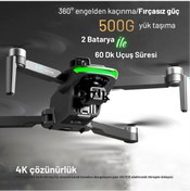 Resim Piha S155 Drone 3 Axis Gimbal 2 Batarya İle 60 Dakika Uçuş Süresi Beni Takip Et Modu 4K HD Kamera Ve Lazerli Engelden Kaçınma Modu 