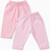 Resim 2'li Pamuklu Patiksiz Bebek Pantolonu Pembe 