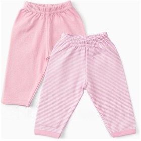 Resim 2'li Pamuklu Patiksiz Bebek Pantolonu Pembe 