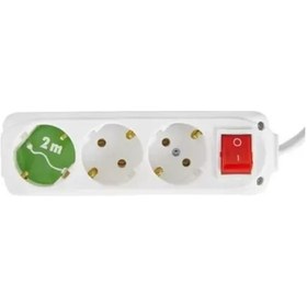 Resim Almera 3'lü Anahtarlı Topraklı Grup Priz 2 Metre Beyaz 
