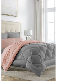 Resim Alla Turca Çift Taraflı Lux Silikon Yorgan - Çift Kişilik Özel Çantalı Pudra-gri 