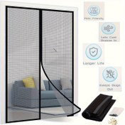 Resim 1 Set Manyetik Sivrisinek Perdesi - Klasik yazlık sivrisinek teli pencere perdesi güçlü manyetizma ile, kolay kurulum ve temizlik, iç/dış mekan kullanımı için polyester malzeme, manyetik koruma kapısı | polyester ağ perde 