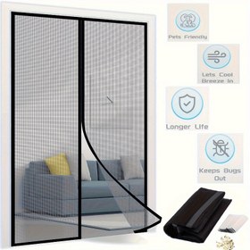 Resim 1 Set Manyetik Sivrisinek Perdesi - Klasik yazlık sivrisinek teli pencere perdesi güçlü manyetizma ile, kolay kurulum ve temizlik, iç/dış mekan kullanımı için polyester malzeme, manyetik koruma kapısı | polyester ağ perde 