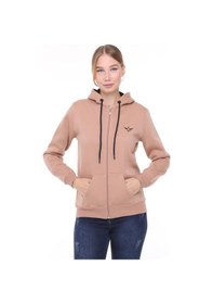 Resim Backpacker Kadın Sweatshirt Kapüşonlu Fermuarlı Bej 001 