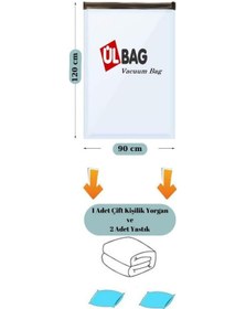 Resim 5'li Vakumlu Saklama Poşet Seti 90 Cm X 120 Cm Jumbo Boy Yastık, Çift Kişilik Yorgan Vakumlu Hurç Şeffaf 