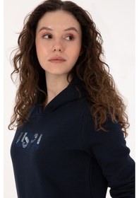 Resim U.S. Polo Assn. Kadın Lacivert Kapüşonlu Basic Sweatshirt 50307711-VR033 