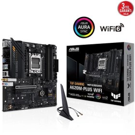 Resim ASUS TUF GAMING A620M-PLUS WIFI DDR5 6400MHZ 1XHDMI 2XDP 2XM.2 USB 3.2 MATX AM5 (AMD AM5 7000 SERİSİ İŞLEMCİ UYUMLU) 