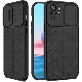 Resim Teleplus Xiaomi Redmi Note 10 Kılıf Lensi Kamera Korumalı Deri Dokulu Silikon Siyah 