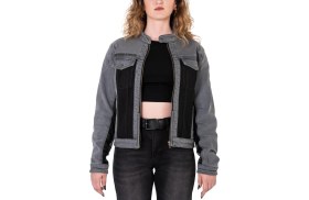 Resim Thebikerjeans Silver Ice Korumalı File Motosiklet Kot Montu Kadın 