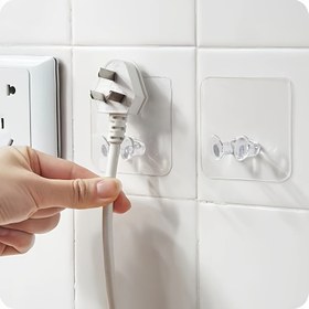 Resim 6 Adet Premium Şeffaf Fiş Kancaları - Ultra Güçlü Yapıştırıcı, Matkap Gerektirmeyen Kablo Düzenleyici, Kolay Kablo Yönetimi için Yerden Tasarruflu Duvara Monte Depolama Çözümü Mutfak Aletleri için 
