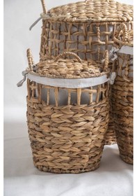 Resim Acar Soléa Hasır 3 Lü Çamaşır Sepeti Krem 