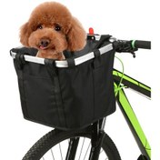 Resim Wineen Katlanabilir Bisiklet Sepeti Çiçek Baskılı Küçük Evcil Hayvan Kedi Köpek Taşıma Çantası Çıkarılabilir Bisiklet Gidonu Ön Sepet Bisiklet Ön Çantası El Çantası Siyah 