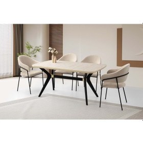 Resim Mobilgen Sidon 4 Adet Evrim Sandalye 160+30 Anka Açılabilir Masa Takımı 