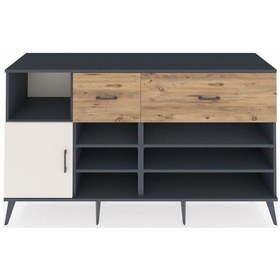 Resim Hyperion Konsol 6 Raflı 2 Çekmeceli Tek Kapaklı 176x44x99 Antras Antrasit-aytaşı/çam 
