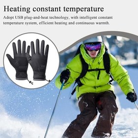 Resim Erkekler için Isıtmalı Eldiven | Rüzgar Geçirmez USB Isıtmalı Eldivenler Kışlık El Isıtıcılar,Ergonomik Dokunmatik Ekranlı Eldivenler Bisiklet Spor Yürüyüş Kayak 