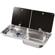 Resim Can 1765-e Cam Kapaklı 2 Gözlü Karavan Ocak Evye Kombinasyonu 