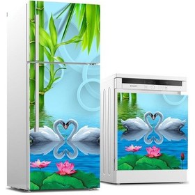 Resim Buzdolabı Ve Bulaşık Makinası Beyaz Eşya Sticker Kaplama Bambu Ku 