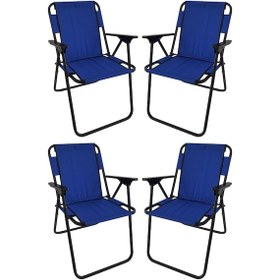 Resim Bofigo 4 Adet Katlanır Sandalye Kamp Sandalyesi Balkon Sandalyesi Katlanabilir Piknik ve Bahçe Sandalyesi Mavi 