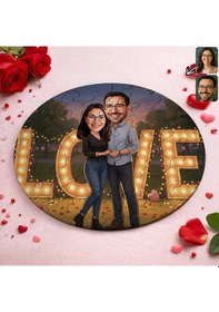 Resim Bk Gift Kişiye Özel Sevgili Karikatürlü Yuvarlak Puzzle 20x20cm -13, Sevgililer Günü Hediyesi, Sevgiliye Hediye Kobitmeyencom36166 Bk Gift 