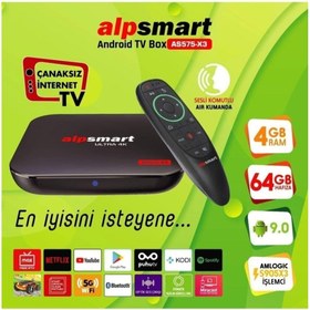 Resim Alpsmart AS575-X3 4K 64Gb 4Gb Android 9.0 Tv Box 