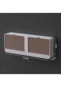 Resim 2 Bölmeli Yapışkanlı Duvara Monte Mutfak Banyo Katı Sabunluk Kahve 