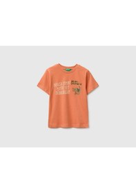 Resim United Colors Of Benetton Benetton Erkek Çocuk Relaxed Fit T-shirt Turuncu 
