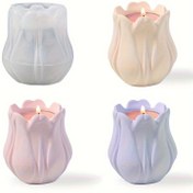 Resim 3D Lale Çiçeği Şeklinde Silikon Kalıp Mum Yapımı, DIY Reçine El Sanatları, El Yapımı Sabun için 