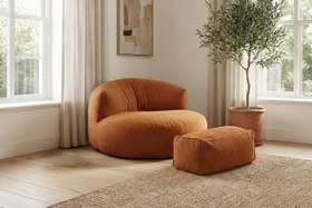 Resim Mila Modell Turuncu Kiremit Puff & Armut Koltuk Relax Koltuk & Ayak Puflu 