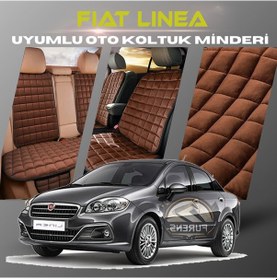 Resim Fiat Linea Kahverengi Tay Tüyü Cepli & Terletmez Sırtlı Oto Koltuk Minder Seti - Koruma Kılıfı Ön & Arka Set 