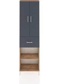 Resim Arges Dolap 4 Raflı Tek Çekmeceli 2 Kapaklı 60x30x221 Çam-antrasit Atlas Çam 