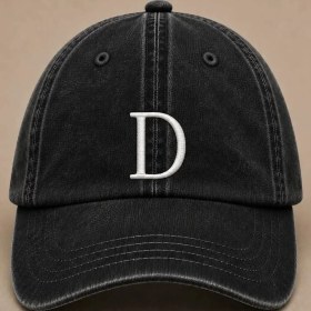 Resim "d" Harfi Isimlere Özel Tasarım Nakışlı Vintage Yıkamalı Beyzbol Şapkas 