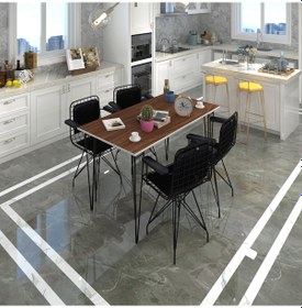 Resim Knsz masa sandalye takımı hem75mazlum cvzsyh 130*070 klçsm 4 sandalye syhsyh kolçaklı sırt minderli 
