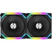 Resim Genel Markalar Lian Li UNI Fan SL140 Black 2x140mm RGB PWM Siyah Kasa Fanı 