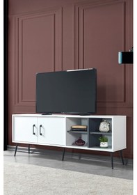 Resim 3612 Şile Metal Ayaklı Metal Kulplu 160 Cm Tv Ünitesi - Beyaz Beyaz 