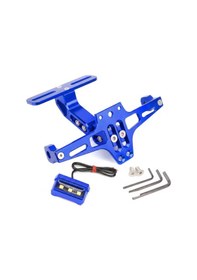 Resim Motosiklet Katlanır Plakalık Cnc Metal -ledli- Sinyal Bağlantılı Mavi 