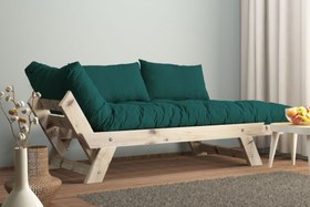 Resim WOODESK ADALAR MASİF AHŞAP KANEPE, NATURAL-PETROL RENK 