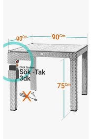 Resim Yonga Tekstil 90X90 Plastik Masa, Bahçe Balkon ve Teras Masası Dış Mekan 