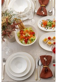 Resim Emsan Elmira Gold Fine Bone 59 Parça 12 Kişilik Yemek Takımı Beyaz 