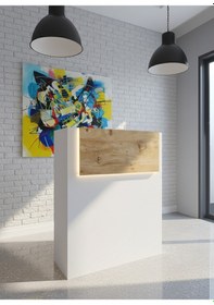 Resim Resital Ledli Karşılama Bankosu G-90 Cm Ofis Kasa Resepsiyon Masası Banko-003-1-6 