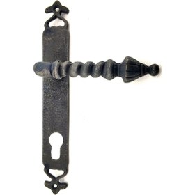 Resim Antika Tarz Dekoratif Pirinç Burma Oda Kapı Kolu - 247x35 Mm, Oksit 