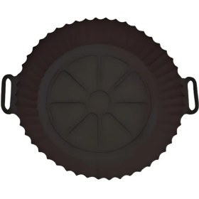 Resim Gateesat Siyah Tek Boy Airfryer Silikon Tava Yuvarlak Yemek Pişirme Aksesuarı 