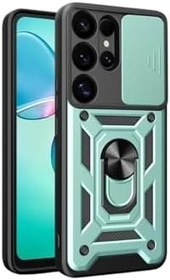Resim CONSTRAIN - Samsung S26 Ultra ile uyumlu Galaxy İçin Sürgülü Korumalı Yüzüklü Standlı Magnetic Tpu Tank Kapak - Yeşil 