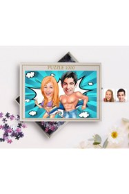 Resim Bk Gift Kişiye Özel Sevgililer Karikatürlü 1000 Parça Profesyonel Puzzle-8 